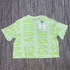 Brand New Adidas Women's XL Cropped Love‎ BRT Green Short Sleeve T-Shirt